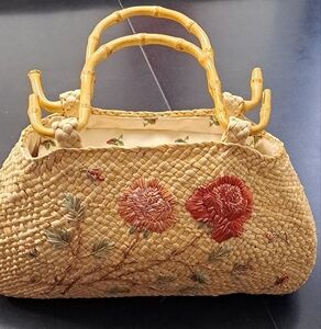 COPY - Capelli Strawford Cottage Core Bag With Bamboo Handles